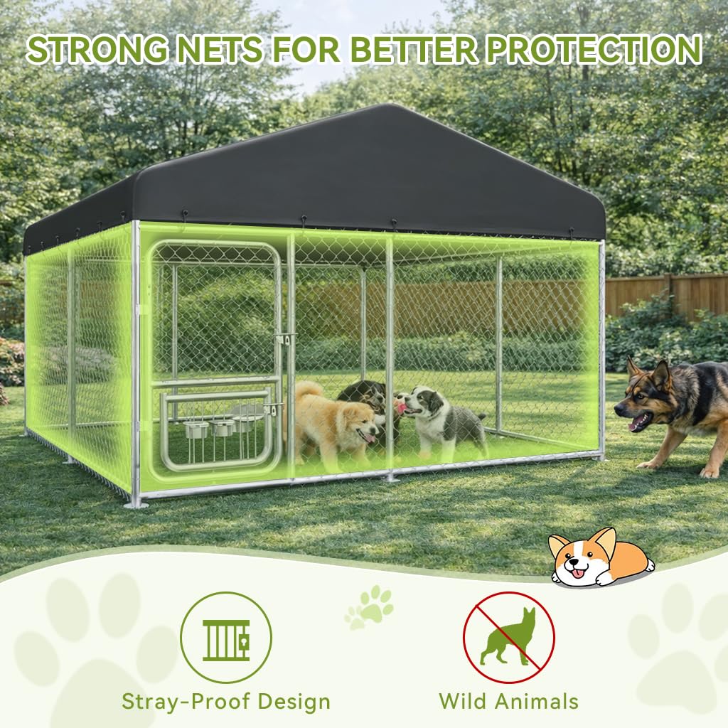 10x10FT Heavy Duty Outdoor Dog Kennel with Roof J374020