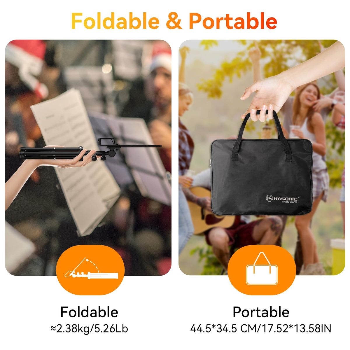 Folding Sheet Music Stand & Desktop Book Stand with Carrying Bag A390