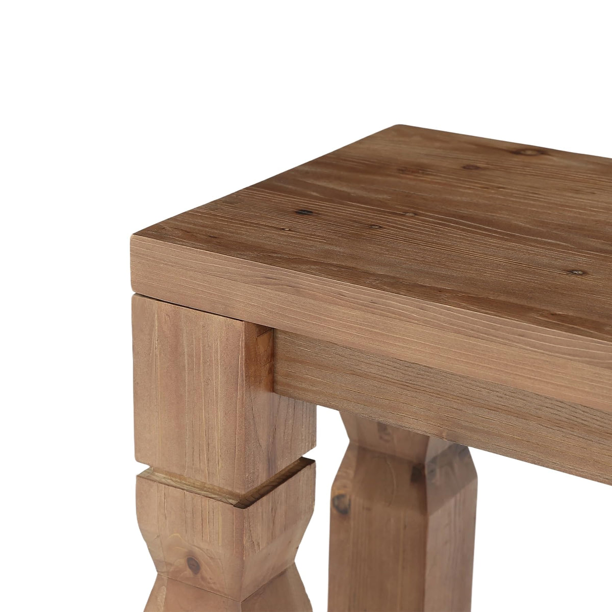 Solid Wood Bench 55-Inch Long Rustic Brown Y3778