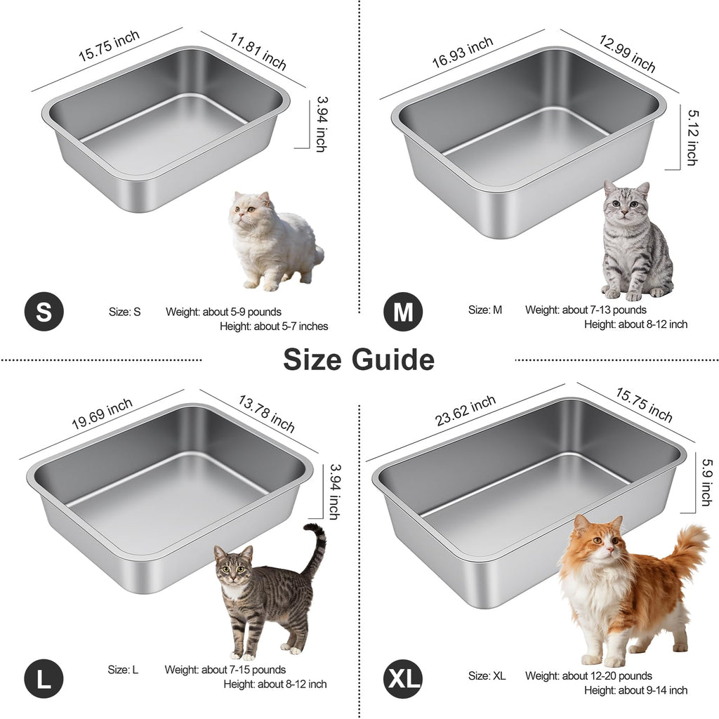 X-Large High Sided Stainless Steel Cat Litter Box H34145