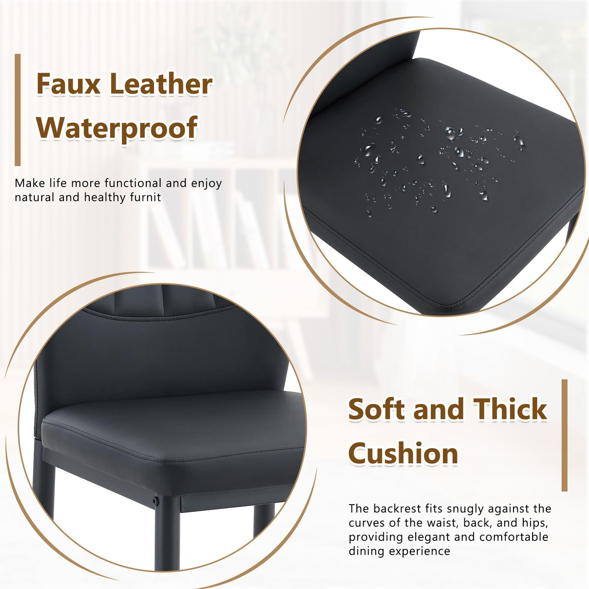 Black PU Leather Dining Chairs Set of 4 B7154