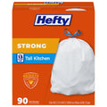 13G Tall Kitchen Trash Bags, White, Unscented, 90ct H485835