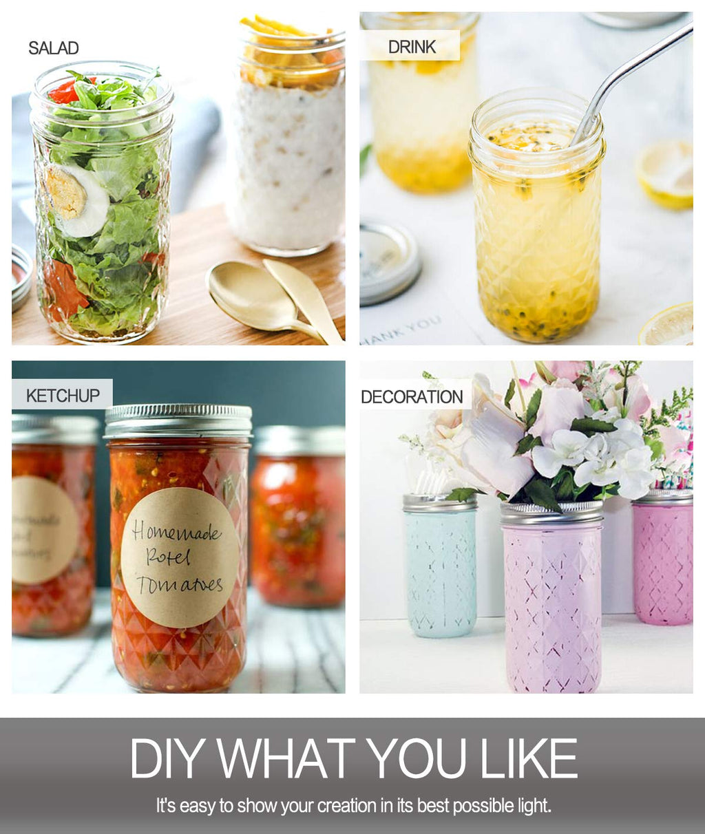 22 oz Wide Mouth Mason Jars with Lids and Bands I300851