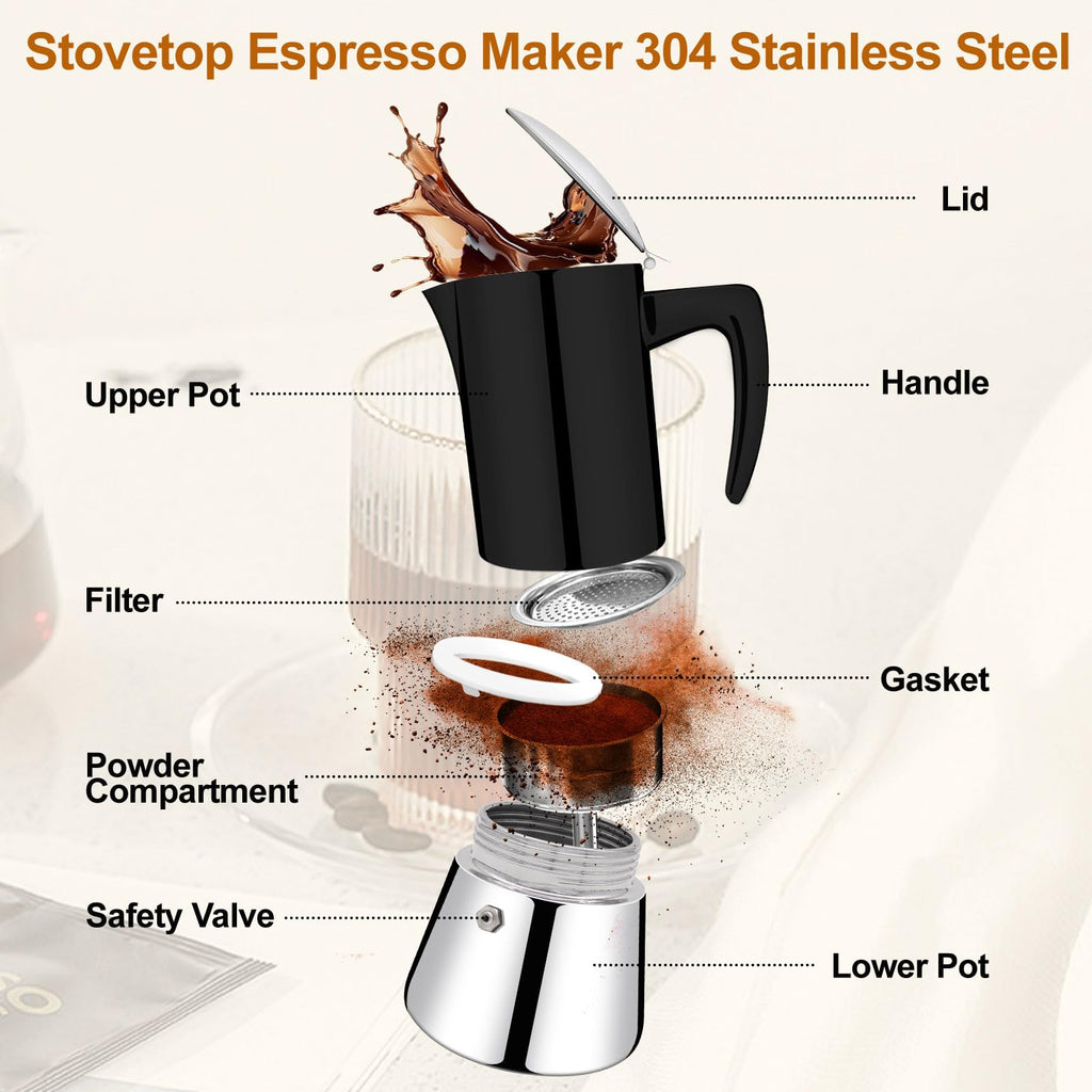 12 Cup Thickened 304 Stainless Steel Moka Pot W255
