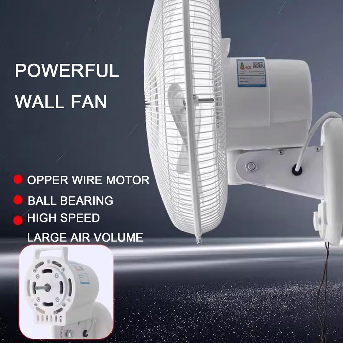 Wall Mount Fan 3 Speeds White 16in D799590
