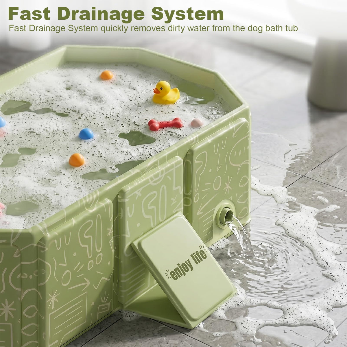 Foldable Dog Bathtub with Side Drain Plug K208