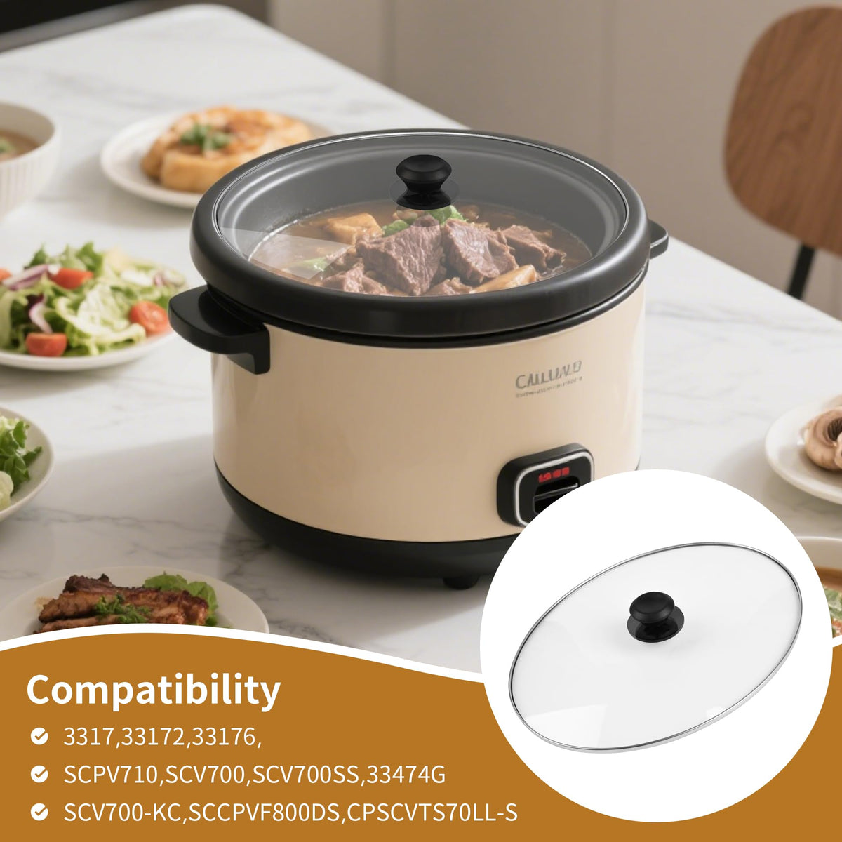 Oval Glass Lid 7 Quart Slow Cooker T153852