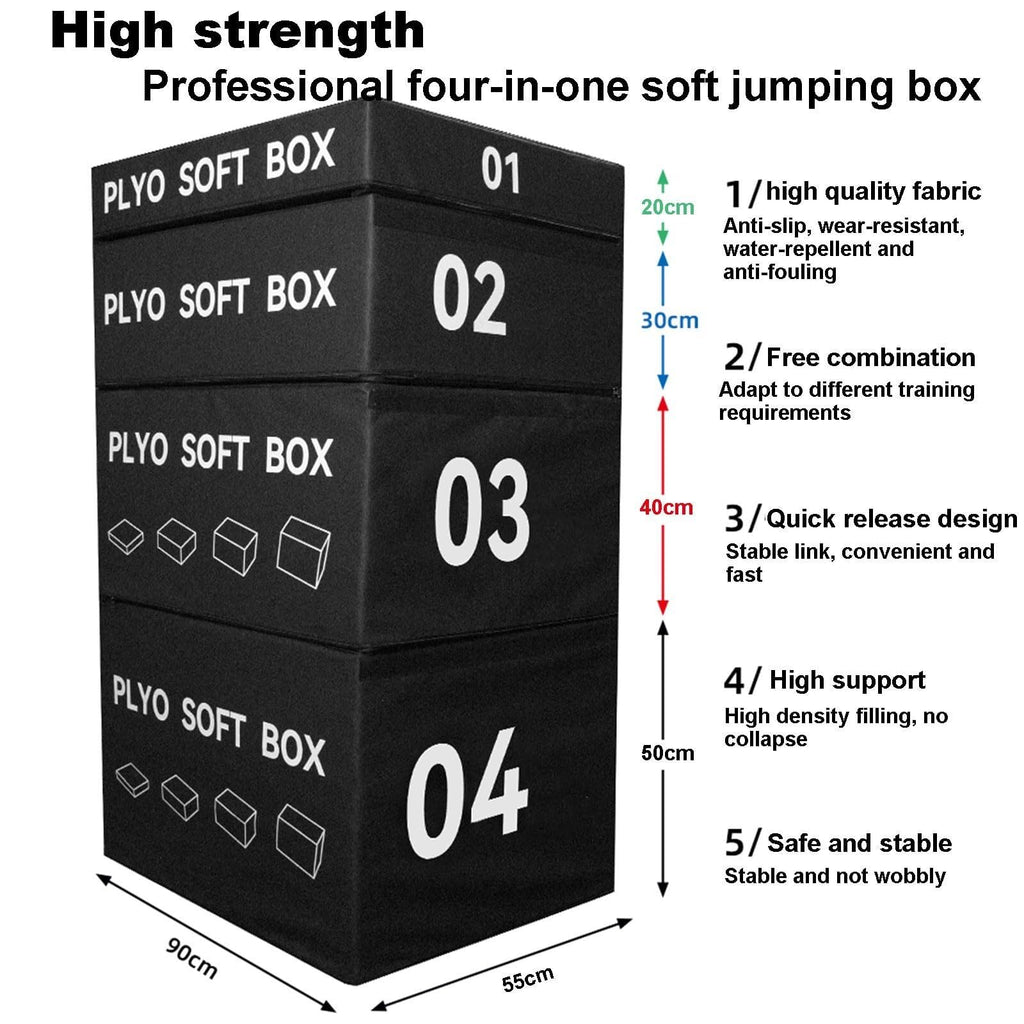4-in-1 Foam Jumping Exercise Box Non-slip PU Leather Cover O5217