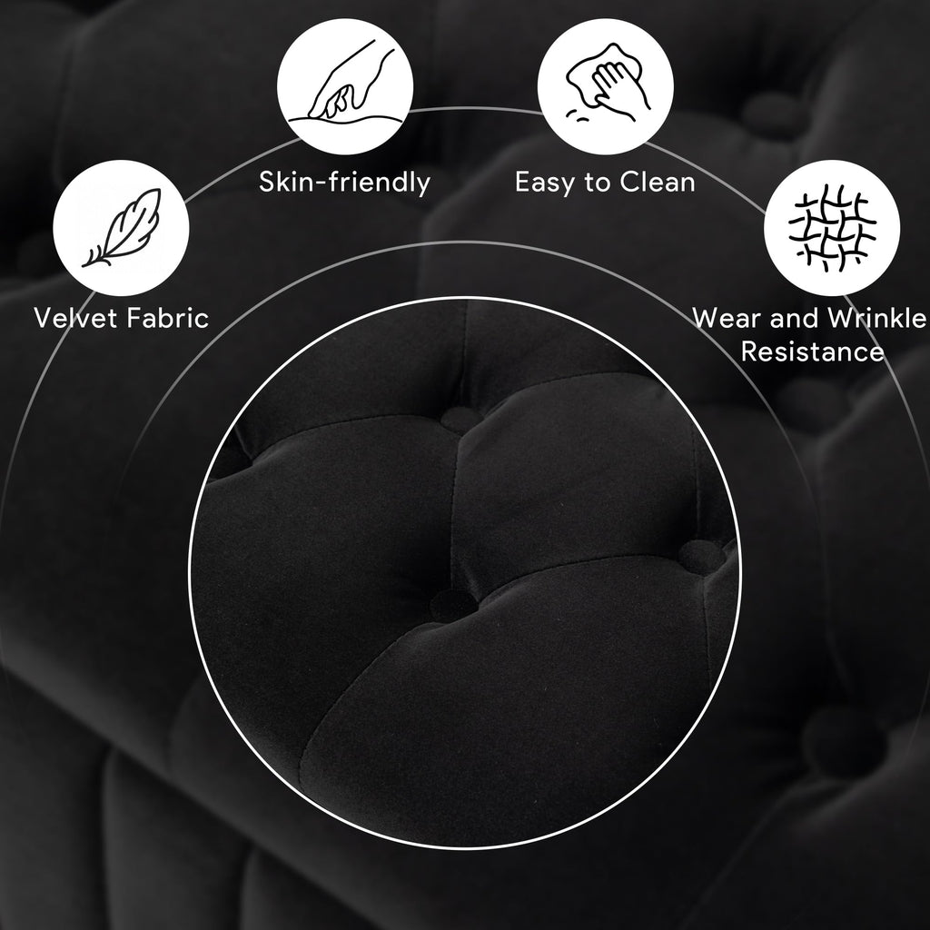 Black Velvet Upholstered Storage Bench J6611