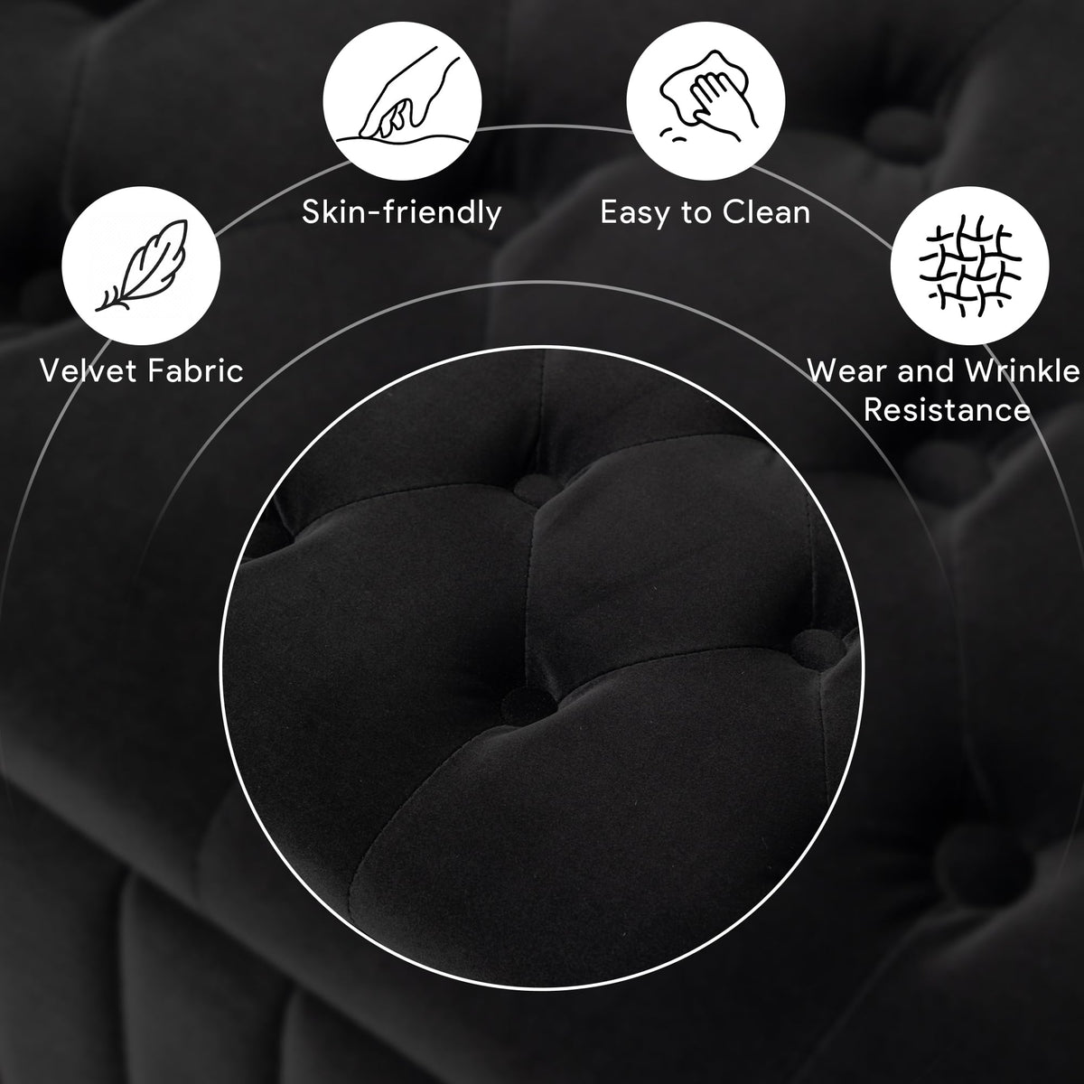Black Velvet Upholstered Storage Bench J6611