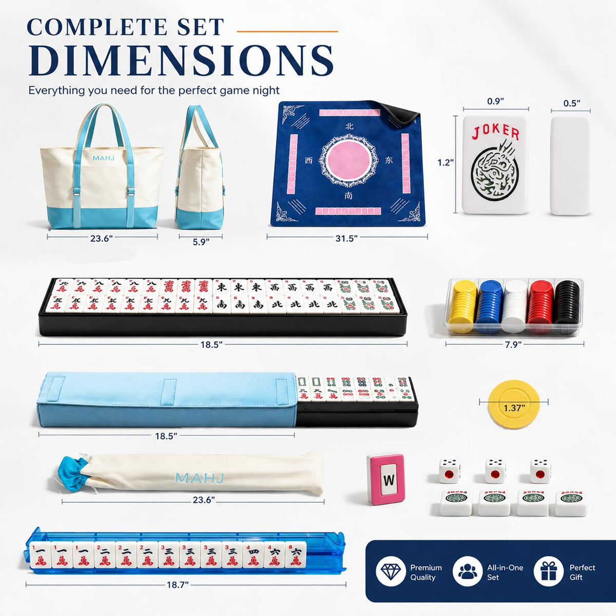 166 Deep Engraved Melamine Mahjong Set with Mat and 4 Racks E939467