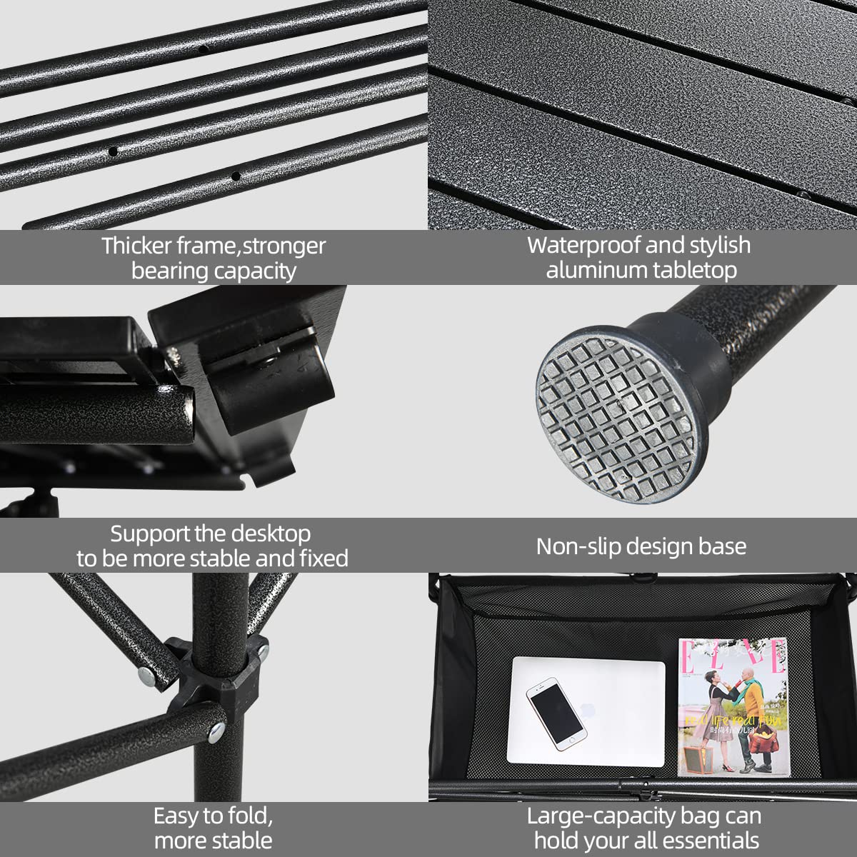 Lightweight Aluminum Folding Camping Table with Carrying Bag P2787