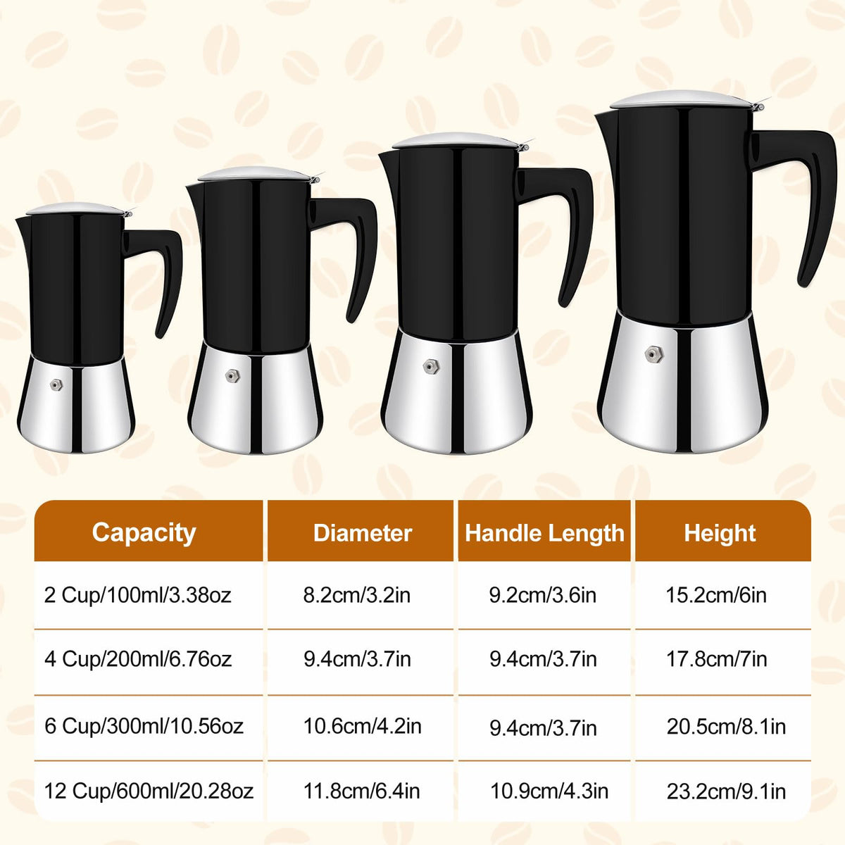 12 Cup Thickened 304 Stainless Steel Moka Pot W255