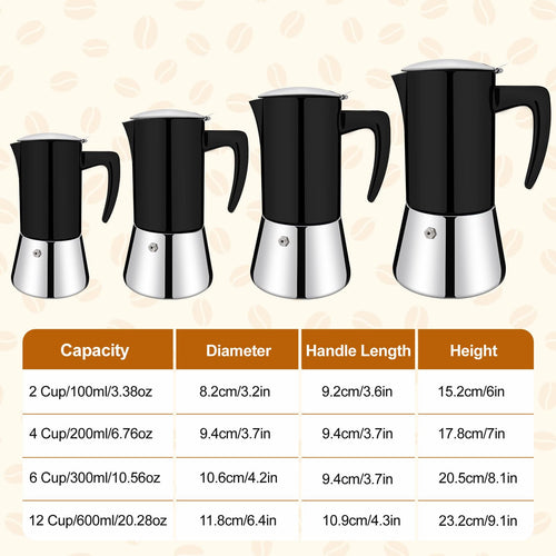12 Cup Thickened 304 Stainless Steel Moka Pot W255