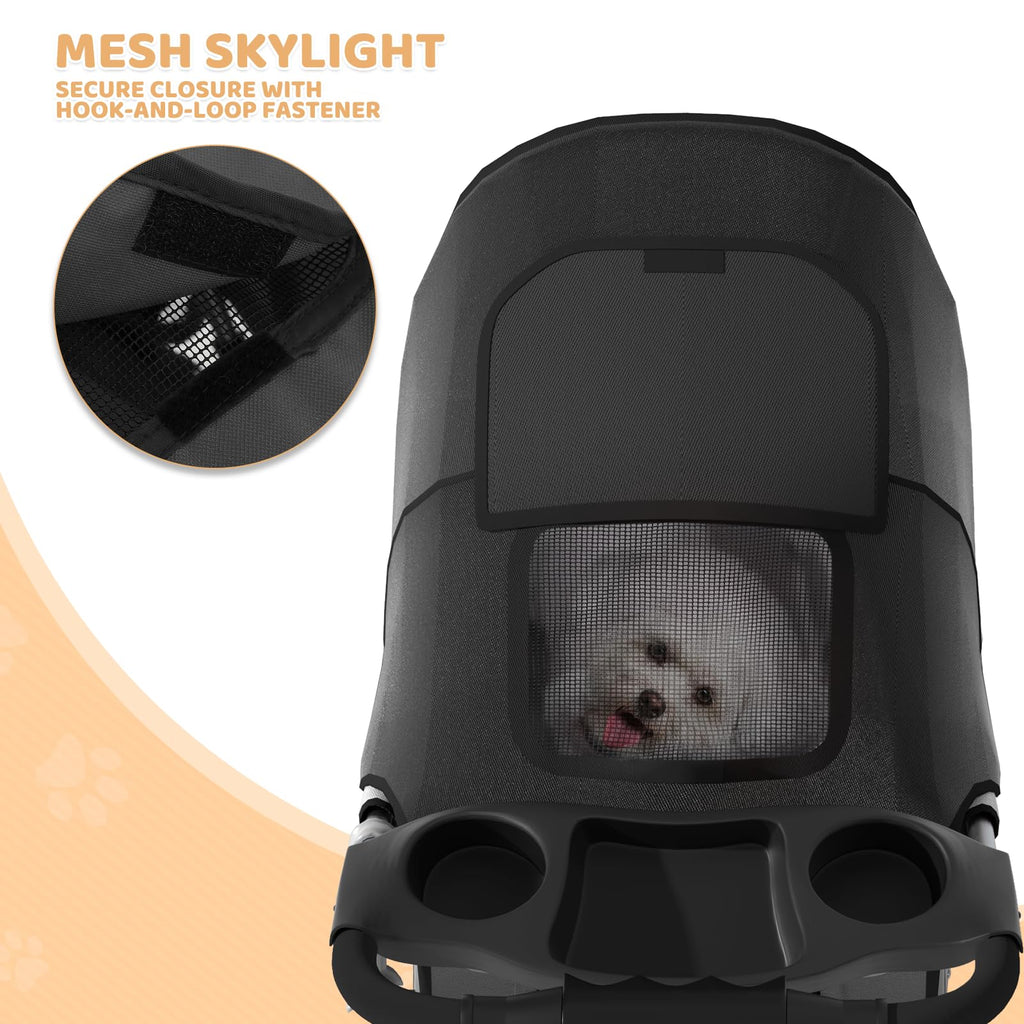 3-Wheel Pet Stroller for Small/Medium Dog Cat, Up to 33lbs, Black Z31051