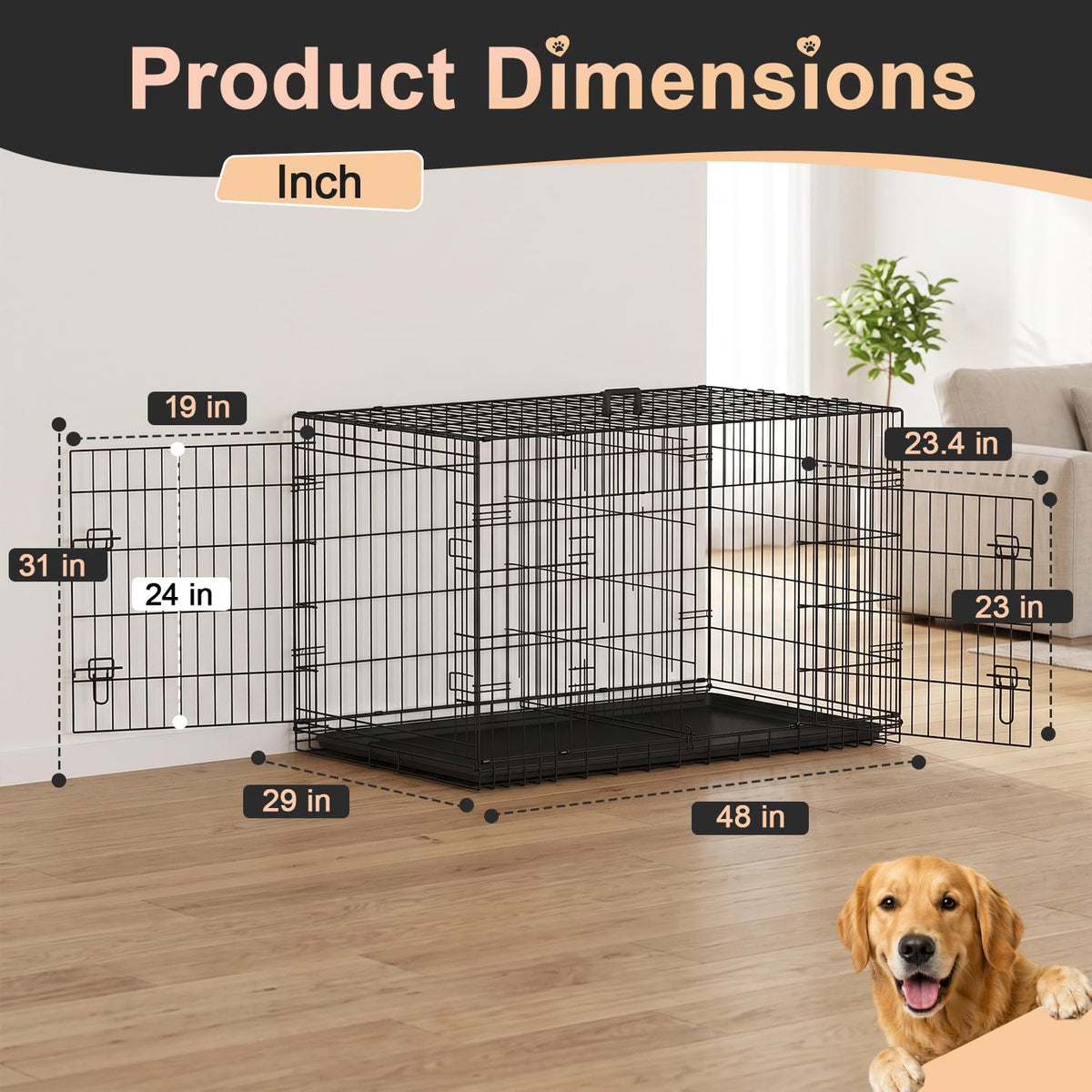 48" Double Door Crate Kennel with Divider X2059