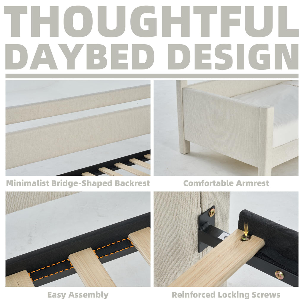Twin Size Upholstered Platform Daybed with Headboard K245
