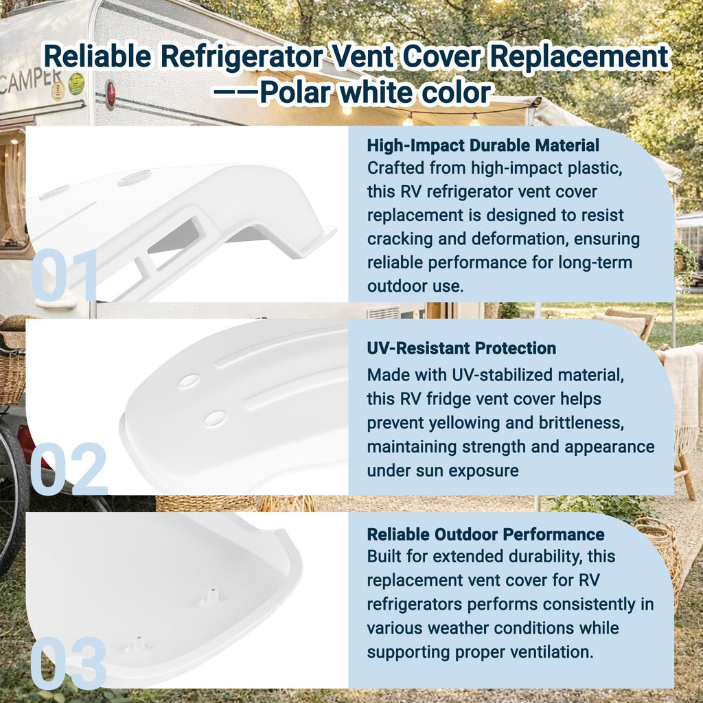 White RV Refrigerator Vent Cover Replacement C7804