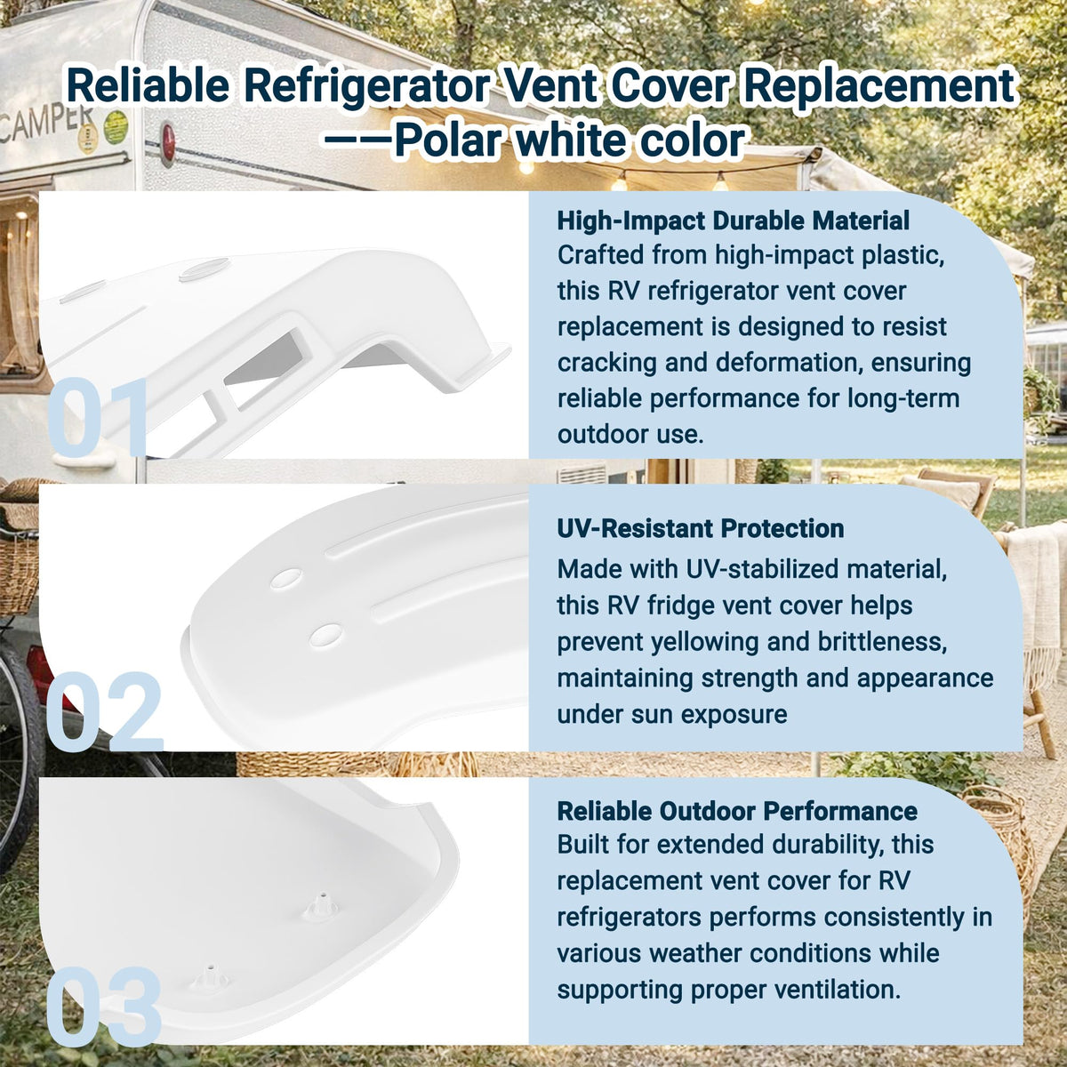 White RV Refrigerator Vent Cover Replacement C7804