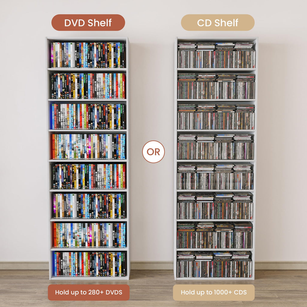 8 Tier White DVD Storage Shelf S511