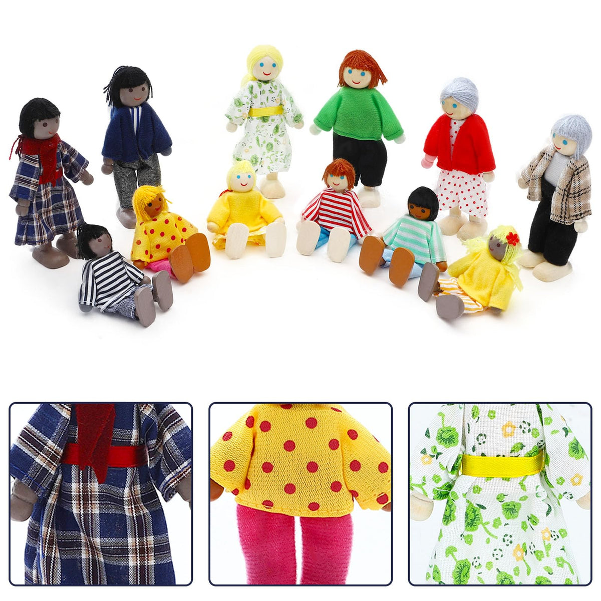 Wooden Dollhouse Family Set 23 Pieces R8629