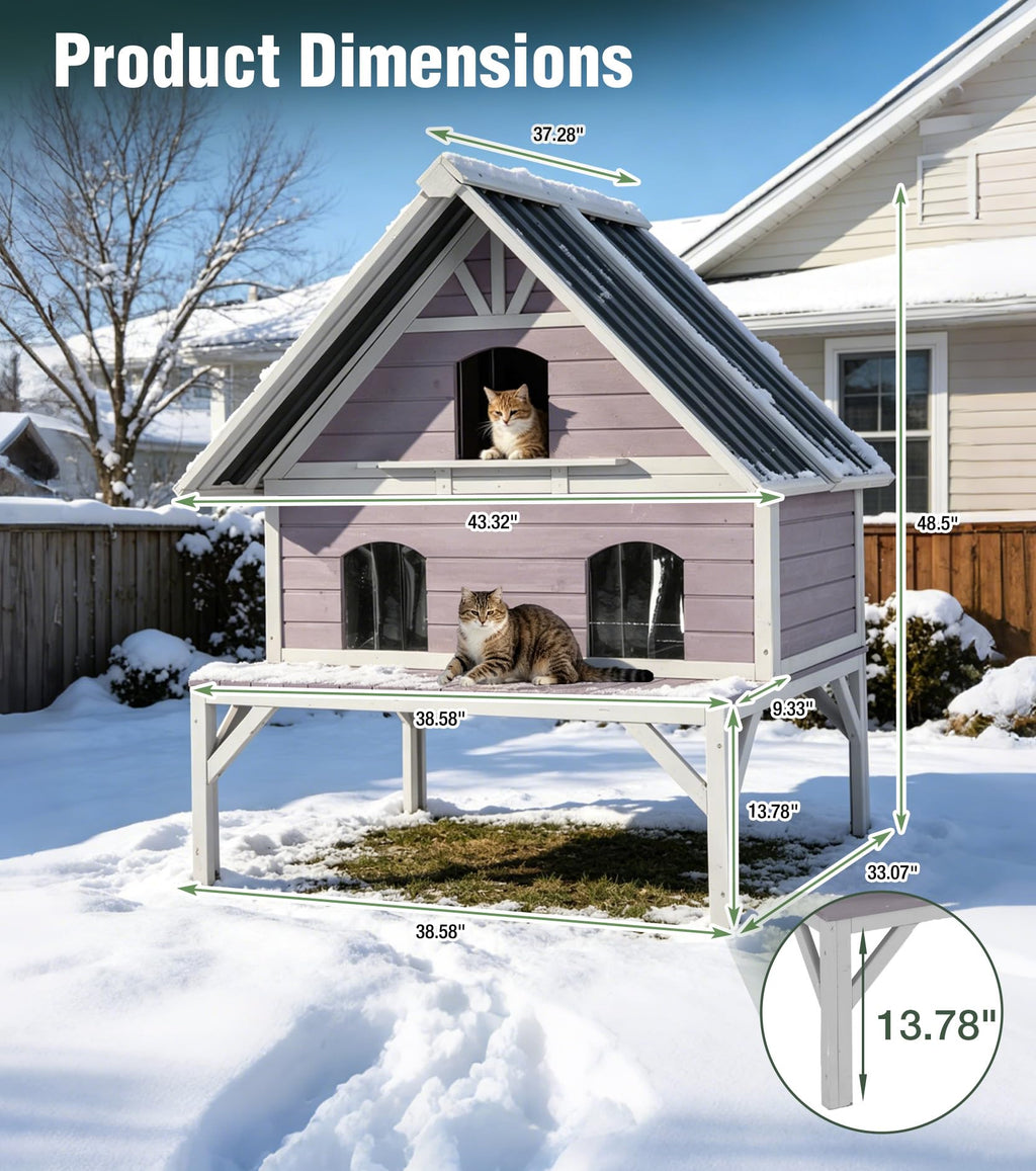 Extra Large 2-Levels Heated Insulated Cat House C2948