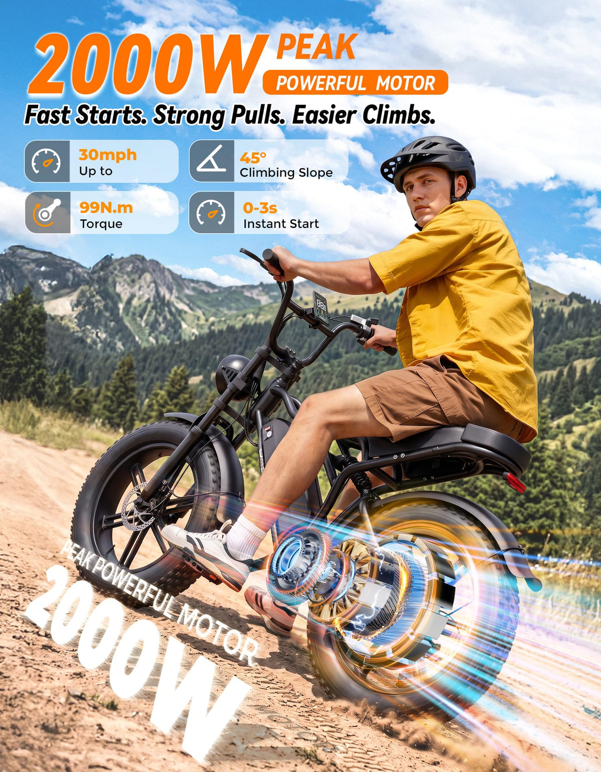 Electric Bike, 2000W Peak, Fat Tire D865342