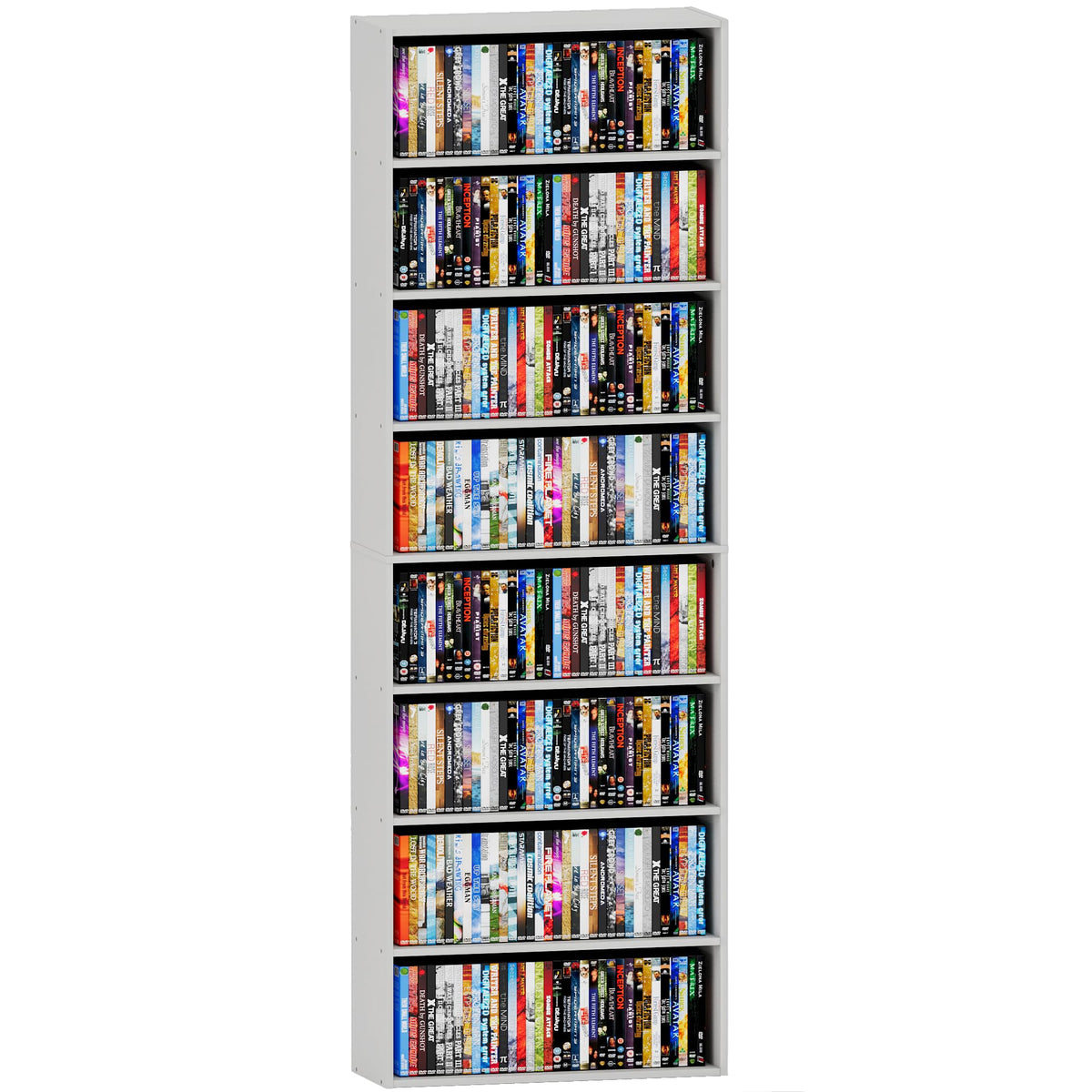 8 Tier White DVD Storage Shelf S511
