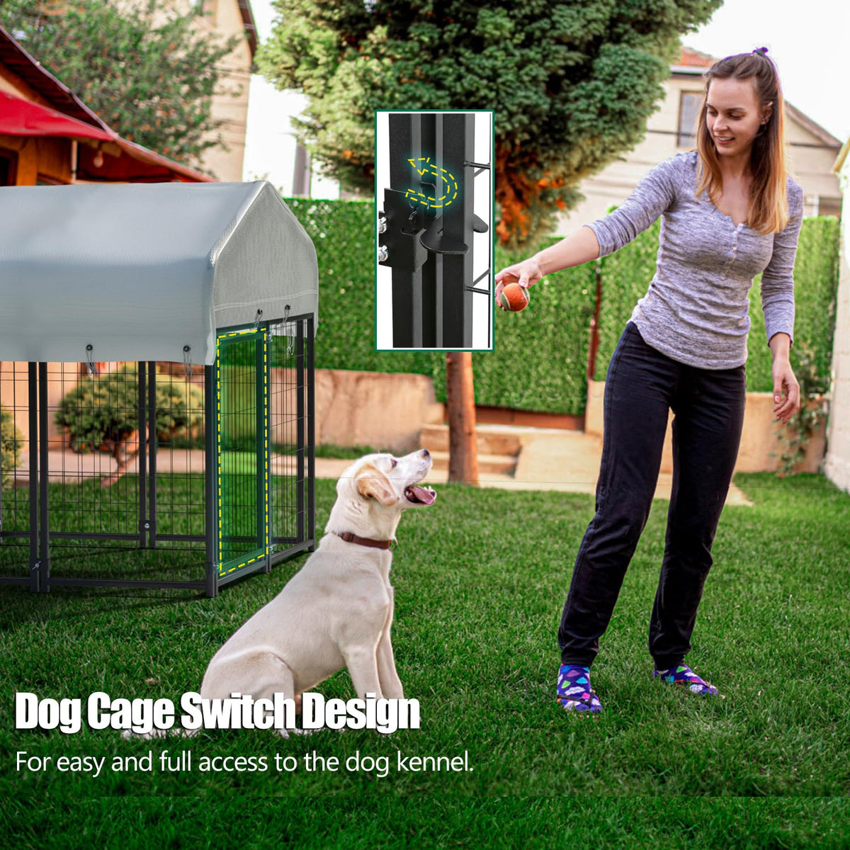 Large Heavy Duty Outdoor Dog Kennel with Roof A233440