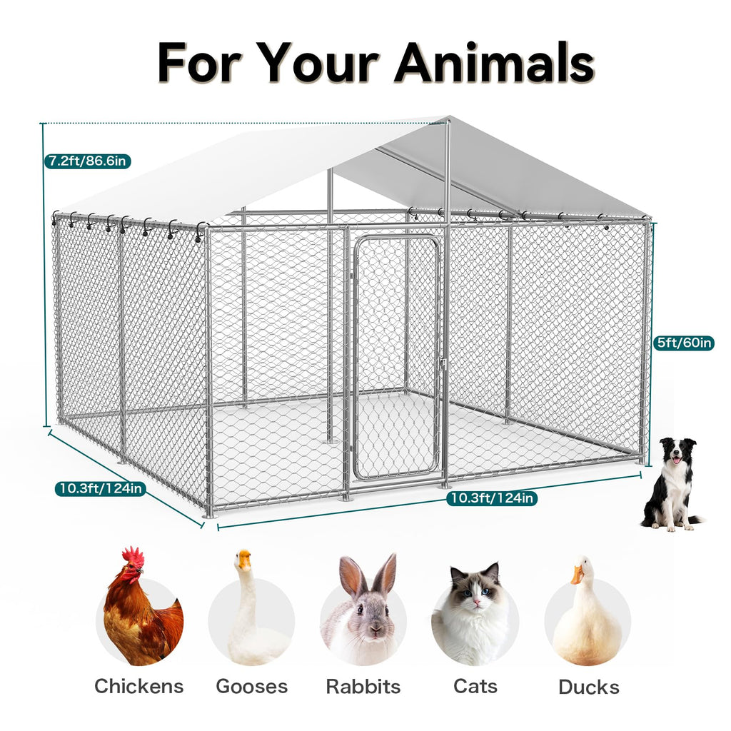 10x10 FT Outdoor Dog Kennel with Roof C717