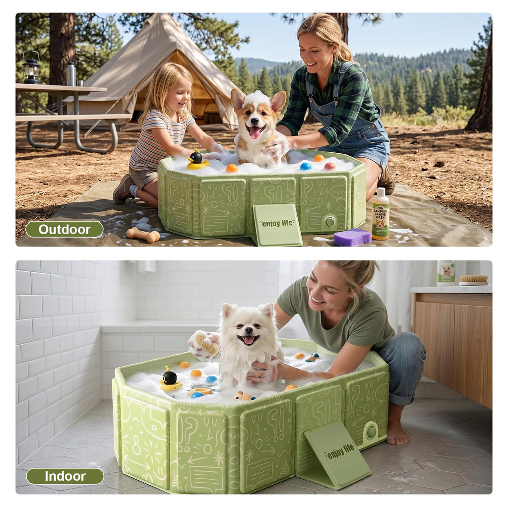 Foldable Dog Bathtub with Side Drain Plug K208