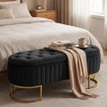 Black Velvet Upholstered Storage Bench J6611