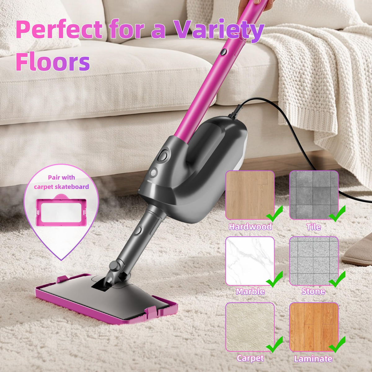 9-in-1 Detachable Handheld Steam Mop L9928