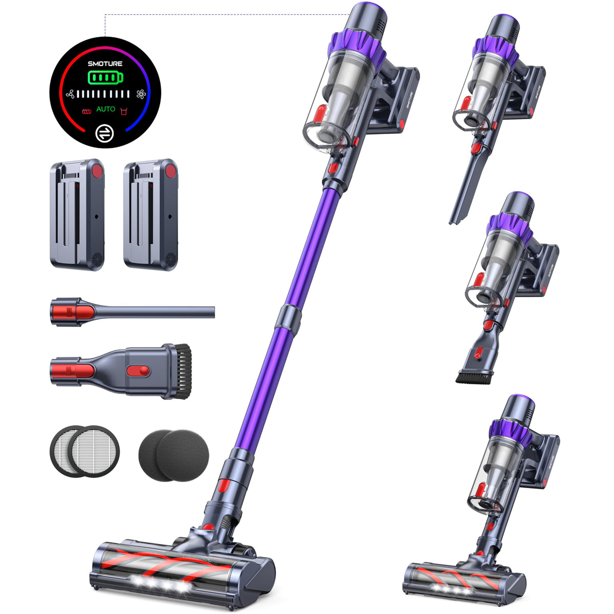 Cordless Stick Vacuum with 2 Batteries 45KPA 550W F228087