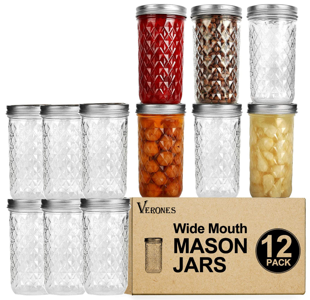 22 oz Wide Mouth Mason Jars with Lids and Bands I300851