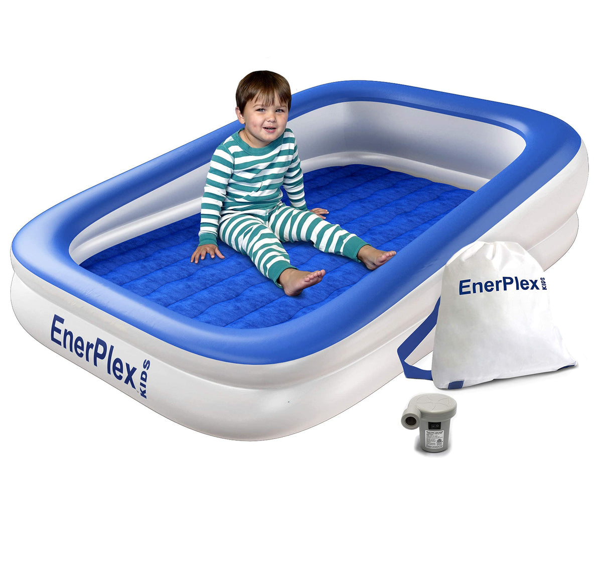 Kids Inflatable Travel Bed with High Speed Pump, Blue F1366