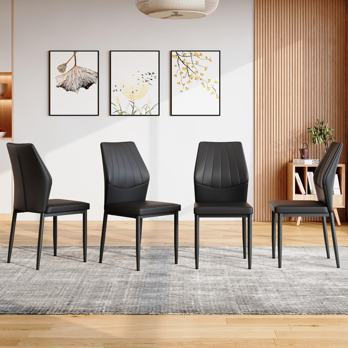 Black PU Leather Dining Chairs Set of 4 B7154