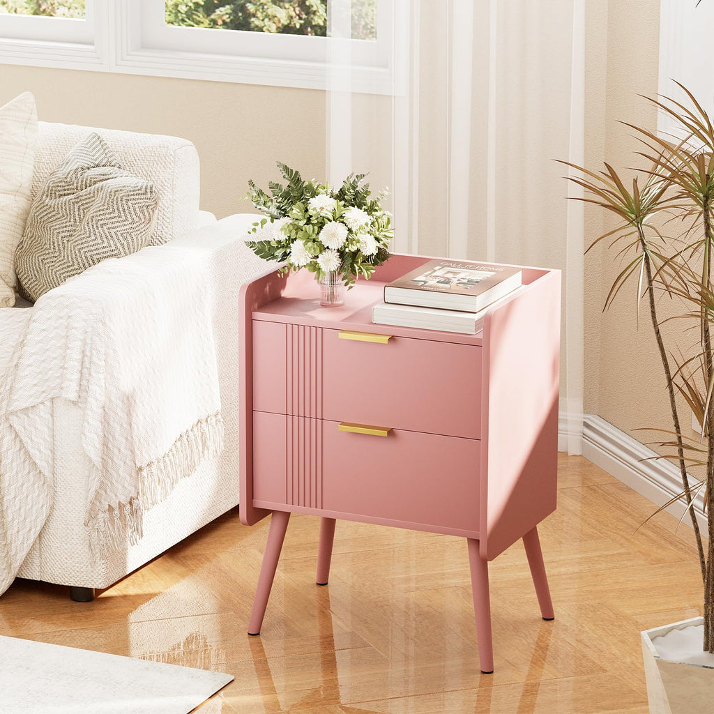 Pink 2 Drawer Wooden Nightstand X392768