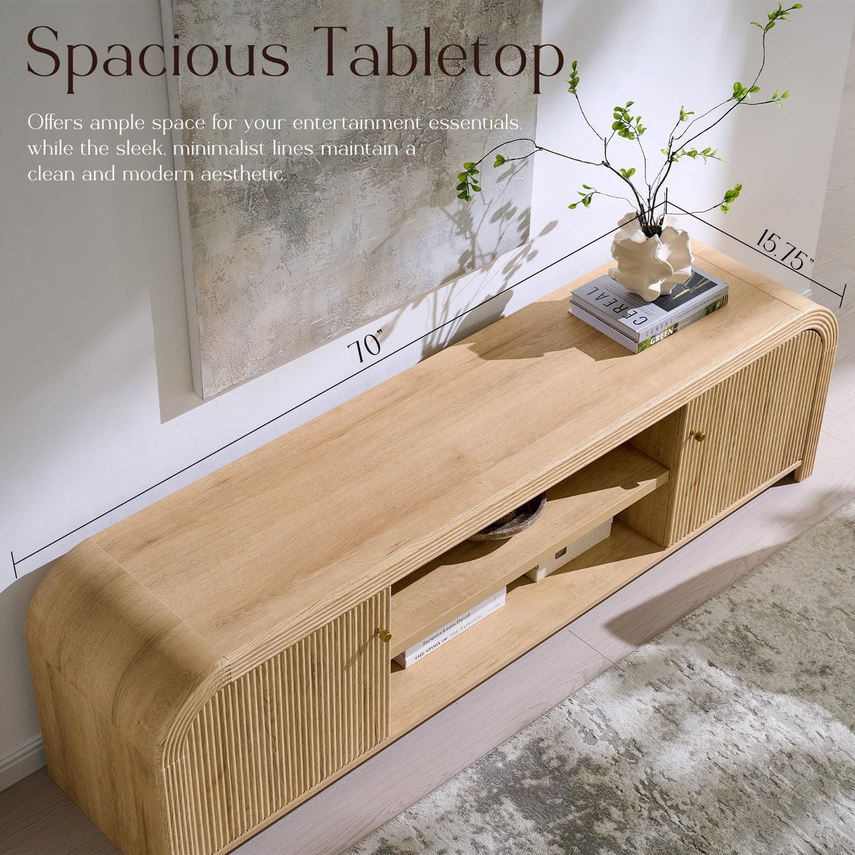 70" Fluted TV Stand with Storage A474989