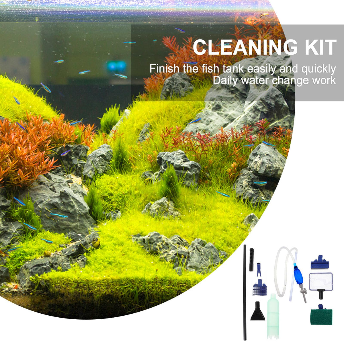 Fish Tank Water Changer Tool with Cleaning Brush Set P3612