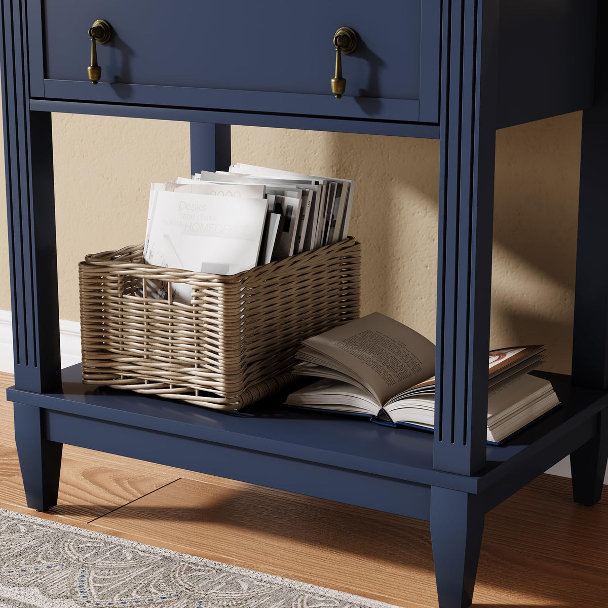 24 Inch Nightstand with Drawer and Open Shelf O2950