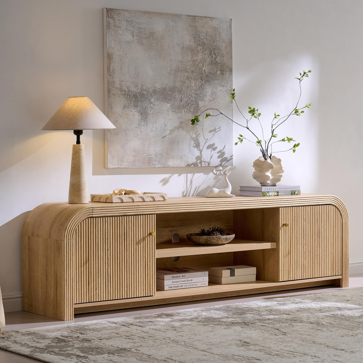 70" Fluted TV Stand with Storage A474989
