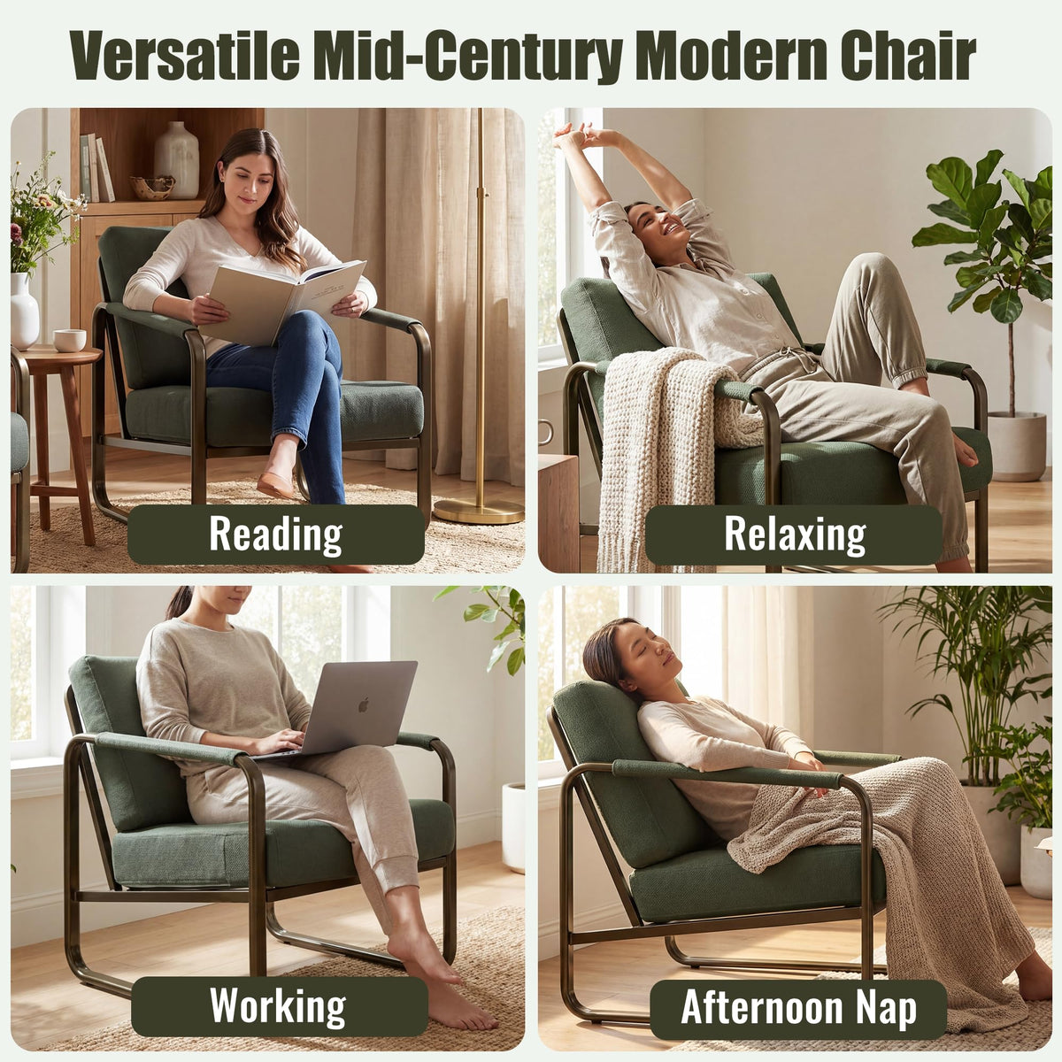 Set of 2 Green Fabric Accent Chair N150579