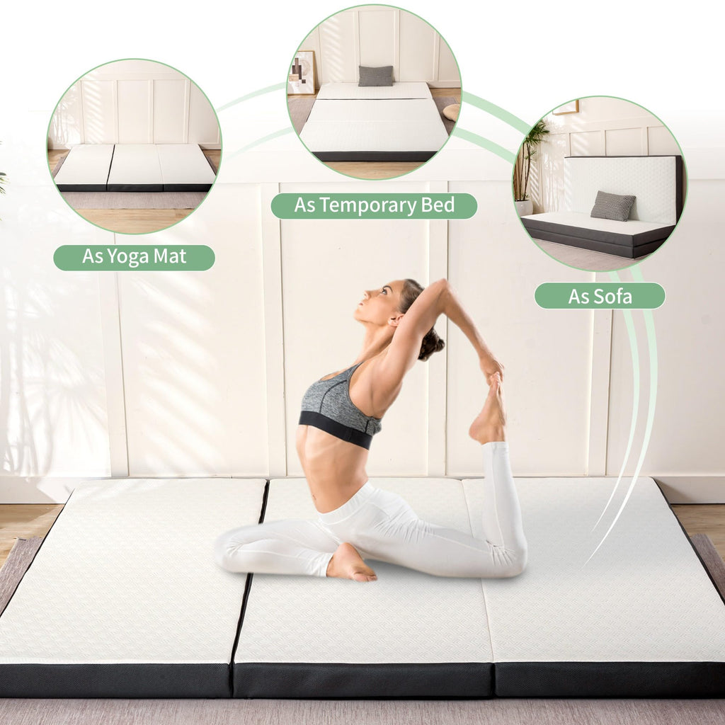 4 Inch Tri Fold Memory Foam Mattress with Washable Cover V339226