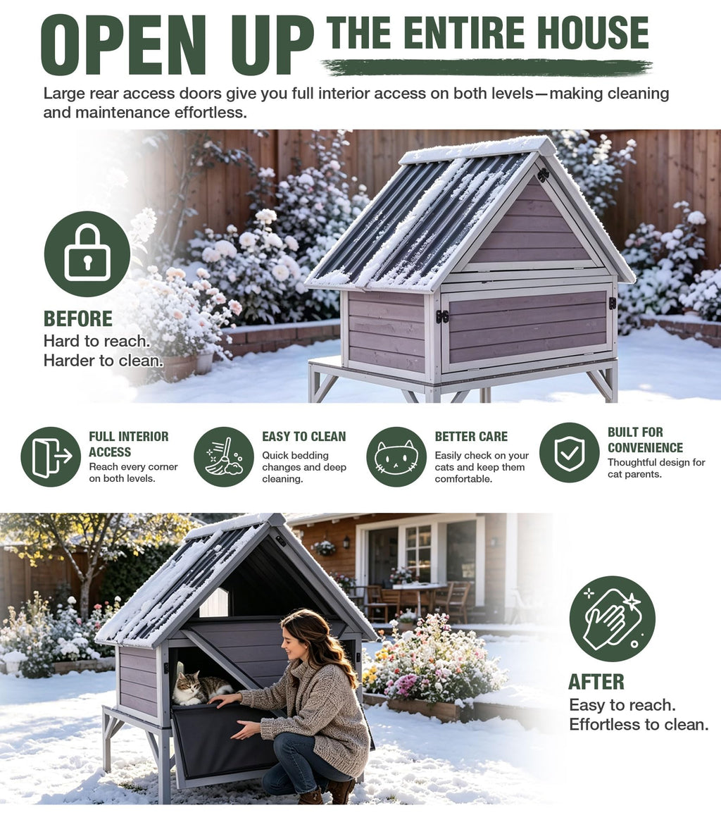 Extra Large 2-Levels Heated Insulated Cat House C2948