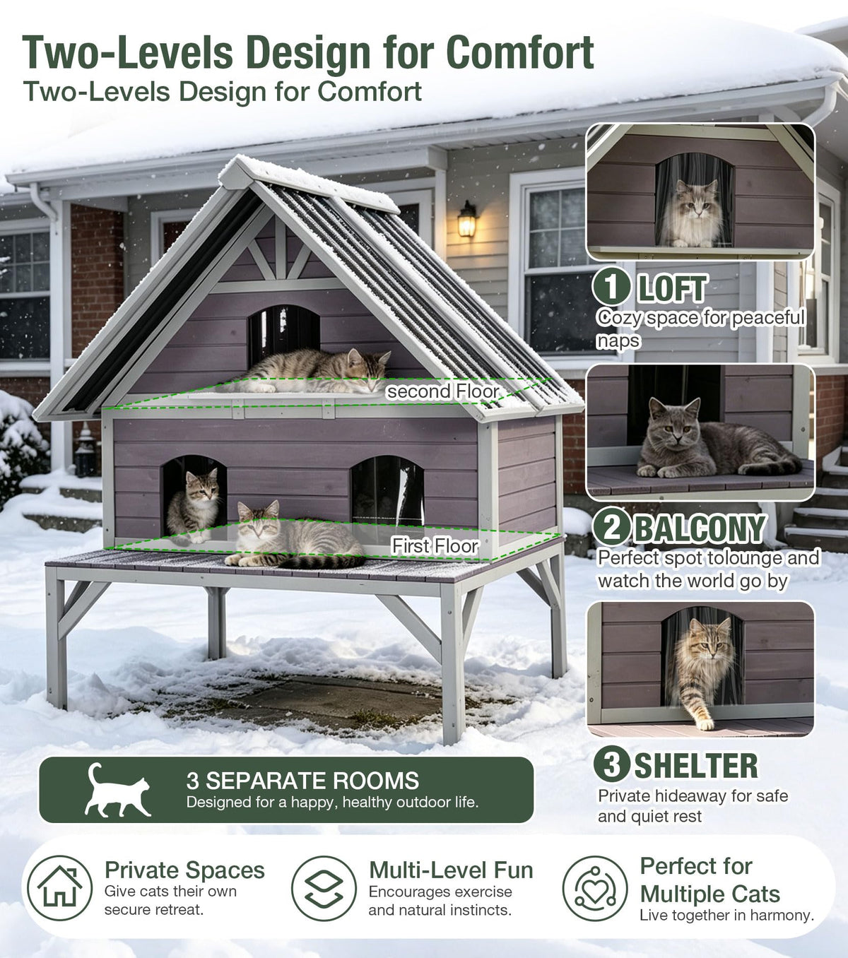 Extra Large 2-Levels Heated Insulated Cat House C2948