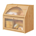 Extra Large Bamboo Wood Double Layer Bread Box X586