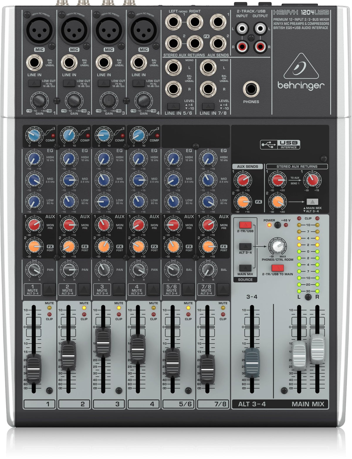 12-Input 2/2-Bus Mixer with Mic Preamps and USB Audio Interface V7485