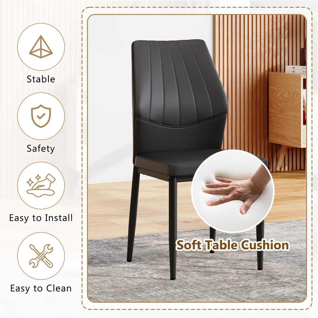Black PU Leather Dining Chairs Set of 4 B7154
