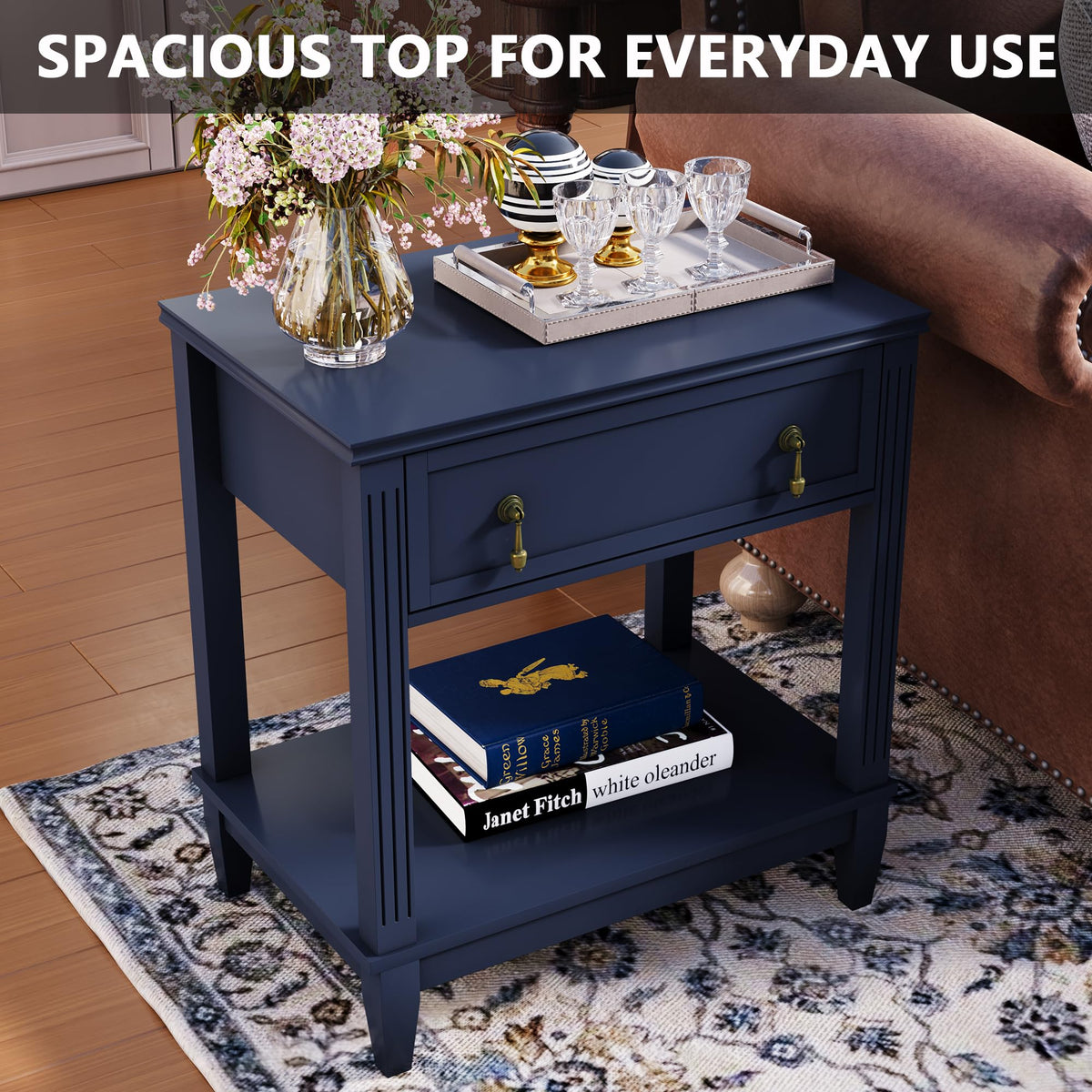 24 Inch Nightstand with Drawer and Open Shelf O2950